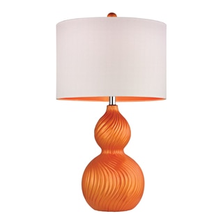 Dimond Carluke Tangerine Orange 1-light Swirled Gourd Ceramic Table Lamp