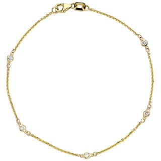 Suzy Levian 1/10 ct TDW 14K Yellow Gold Diamonds By The Yard Bracelet (G-H, SI1-SI2)