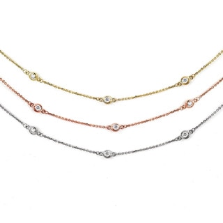 Suzy Levian 14k Gold 2/5ct TDW Diamond 18-inch By the Yard Station Necklace