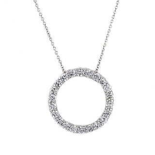 Suzy Levian 14k White Gold 1ct TDW Diamond Circle Pendant (G-H, SI1-SI2)