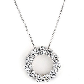 Suzy Levian 14k White Gold 2ct TDW Diamond Circle Pendant (G-H, SI1-SI2)