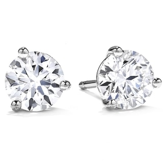 Suzy Levian 14k White Gold Diamond 3-prong Martini Stud Earrings (G-H, SI2-SI3)