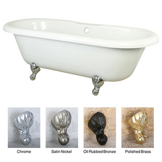 Double Ended 67-inch Acrylic Clawfoot Tub with 7-inch Deck Drillings