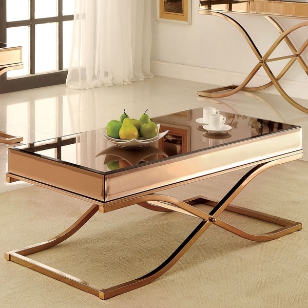 Furniture of America Laja Contemporary Gold Metal 48-inch Coffee Table