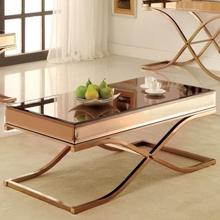 Furniture of America Orelia Luxury Copper Metal Coffee Table