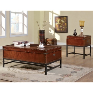 Furniture of America Dravens Industrial Trunk Style 2-Piece Accent Table Set