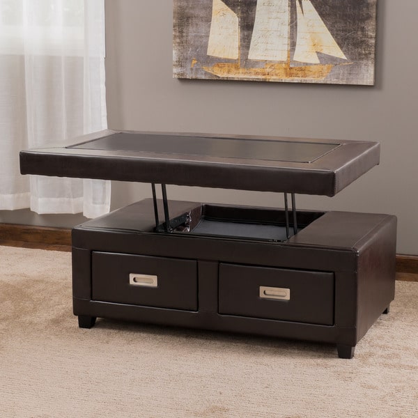 Stafford Bonded Leather Adjustable Lift Top Table by Christopher Knight Home