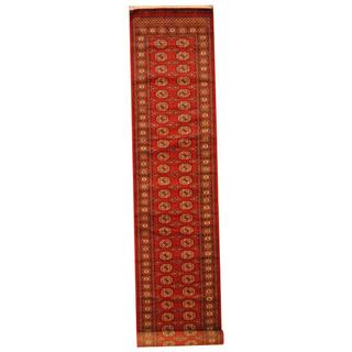 Herat Oriental Pakistan Hand-knotted Tribal Bokhara Red/ Ivory Wool Rug (2'8 x 14')