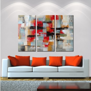 Hand-painted Oil 'Abstract496' Gallery-wrapped Canvas Art Set