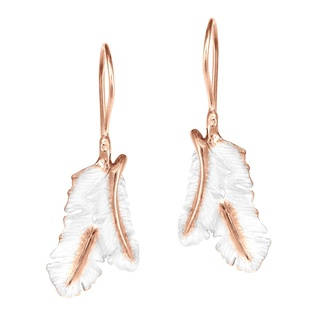 Frozen Feathers Pink Vermeil Solid .925 Silver Earrings (Thailand)