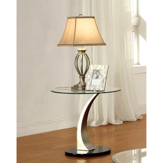 Furniture of America Velma Modern Satin Plated End Table