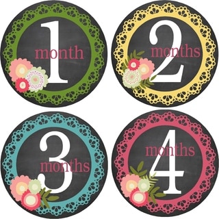Flowers/ Lace Monthly Baby Bodysuit Stickers (Set of 13)