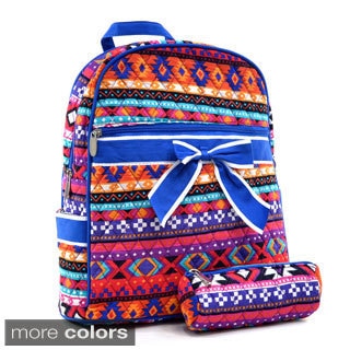 Dasein Quilted Aztec Print Mini Backpack with Convertible Shoulder Straps