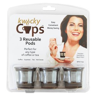 Kwicky Cups Reusable Single Cup Coffee Pod Filters (Pack of 3)