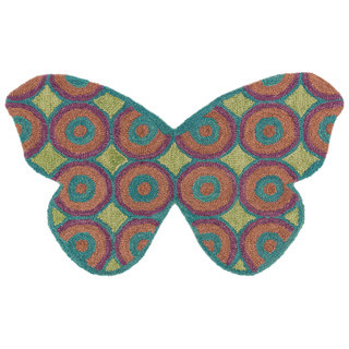 Hand-tufted Keely Teal/ Multi Butterfly Rug (2'3 x 3'9)