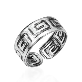 Handmade Charming Greek Key Sterling Silver Toe or Pinky Ring (Thailand)