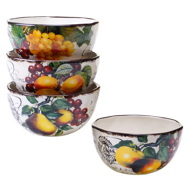 Certified International Botanical Fruit Ice Cream Bowls, Set of 4