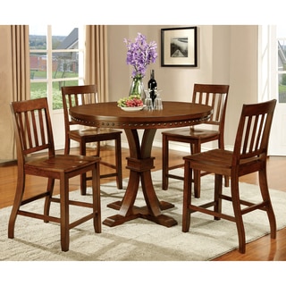 Furniture of America Ralphie 5-Piece Industrial Dark Oak Counter Height Dining Set