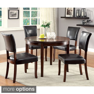 Furniture of America Hallins 5-piece Medium Oak Round Dining Set