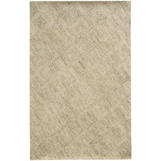 Pantone Universe Colorscape Hand-crafted Loop Pile Beige/ Stone Faded Diamond Wool Area Rug (10' x 13')