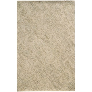 Pantone Universe Colorscape Hand-crafted Loop Pile Beige/ Stone Faded Diamond Wool Area Rug (8' x 10')
