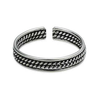 Handmade Double Twist Rope Balinese .925 Silver Toe or Pinky Ring (Thailand)