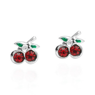 Charming Cubic Zirconia Cherry .925 Silver Stud Earrings (Thailand)