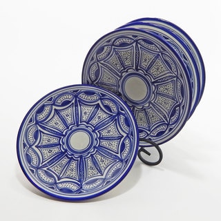 Handmade Le Souk Ceramique Set of 4 Qamara Design Side Plates (Tunisia)
