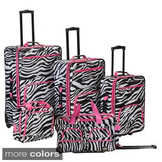 Rockland Zebra 5-piece Expandable Rolling Upright Luggage Set