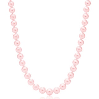Suzy Levian 14k White Gold Pink Freshwater Pearl Necklace (10mm)