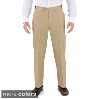 Winthrop & Church Men's Cotton Plain Front Straight Leg Dress Pants