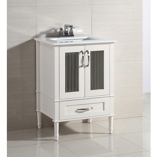 WYNDENHALL Holly White 24-inch Bath Vanity Set with Two Doors and White Quartz Marble Top