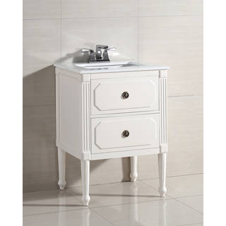 WYNDENHALL Dubois 2-drawer 24-inch Bath Vanity with White Quartz Marble Top