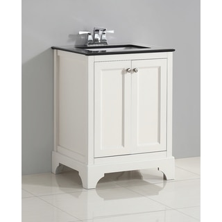 WYNDENHALL Carlyle 24-inch White Bath Vanity with Black Granite Top