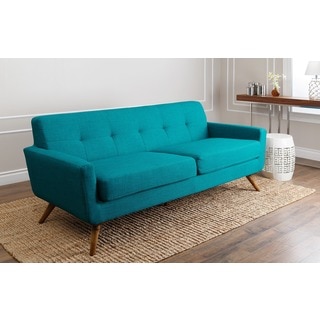 ABBYSON LIVING Bradley Petrol Blue Fabric Mid-century Style Sofa