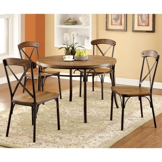 Furniture of America Merrits Industrial Style Round Dining Table