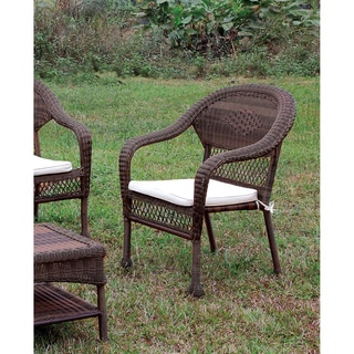 Furniture of America Koralie Brown Wicker Inspired Arm Chair