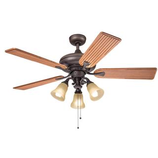 Kichler Lighting Transitional Bronze 52 inch Ceiling Fan with 3-light Kit and Carved Wood Blades
