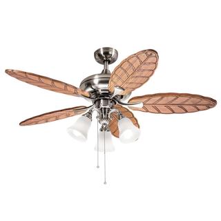 Kichler Lighting Casual Brushed Nickel 52 inch Ceiling Fan with 3-light Kit and Carved Wood Blades