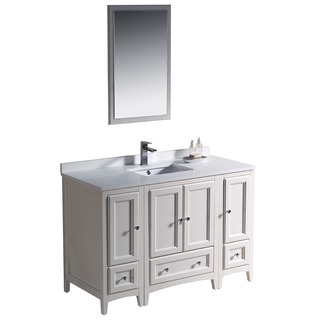 Fresca Oxford 48-inch Antique White Traditional Bathroom Vanity with 2 Side Cabinets
