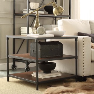 TRIBECCA HOME Harrison Industrial Rustic Pipe Frame Accent End Table