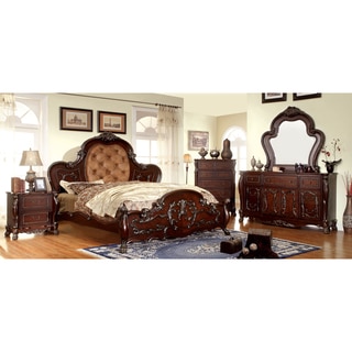 Furniture of America Tashir Traditional Style 4-Piece Cherry Bedroom Set