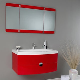 Fresca Energia Red Modern Bathroom Vanity w/ Three Panel Folding Mirror