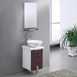 Fresca Adour 16" Dark Walnut Modern Bathroom Vanity w/ Mirror