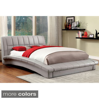 Furniture of America Corina Contemporary Curved Leatherette Platform Bed