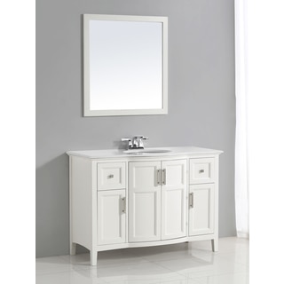 WYNDENHALL Salem White 4-door 48-inch Rounded Front Bath Vanity with and White Quartz Marble Top