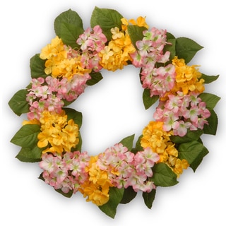 Yellow/Pink Hydrangea 24-inch Wreath