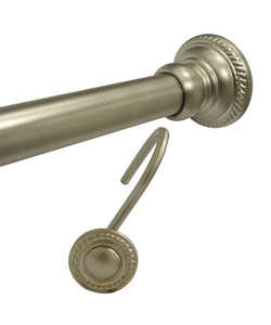 Finial Silver Satin Nickel Adjustable Chrome Shower Rod and Hook Set