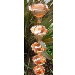 Monarch Pure Copper Rustic Curl Cup Rain Chain 8.5-Foot Inclusive of Installation Hanger