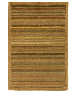 Safavieh Hand-knotted Tibetan Striped Apricot/ Sage Wool Rug (2' x 3')